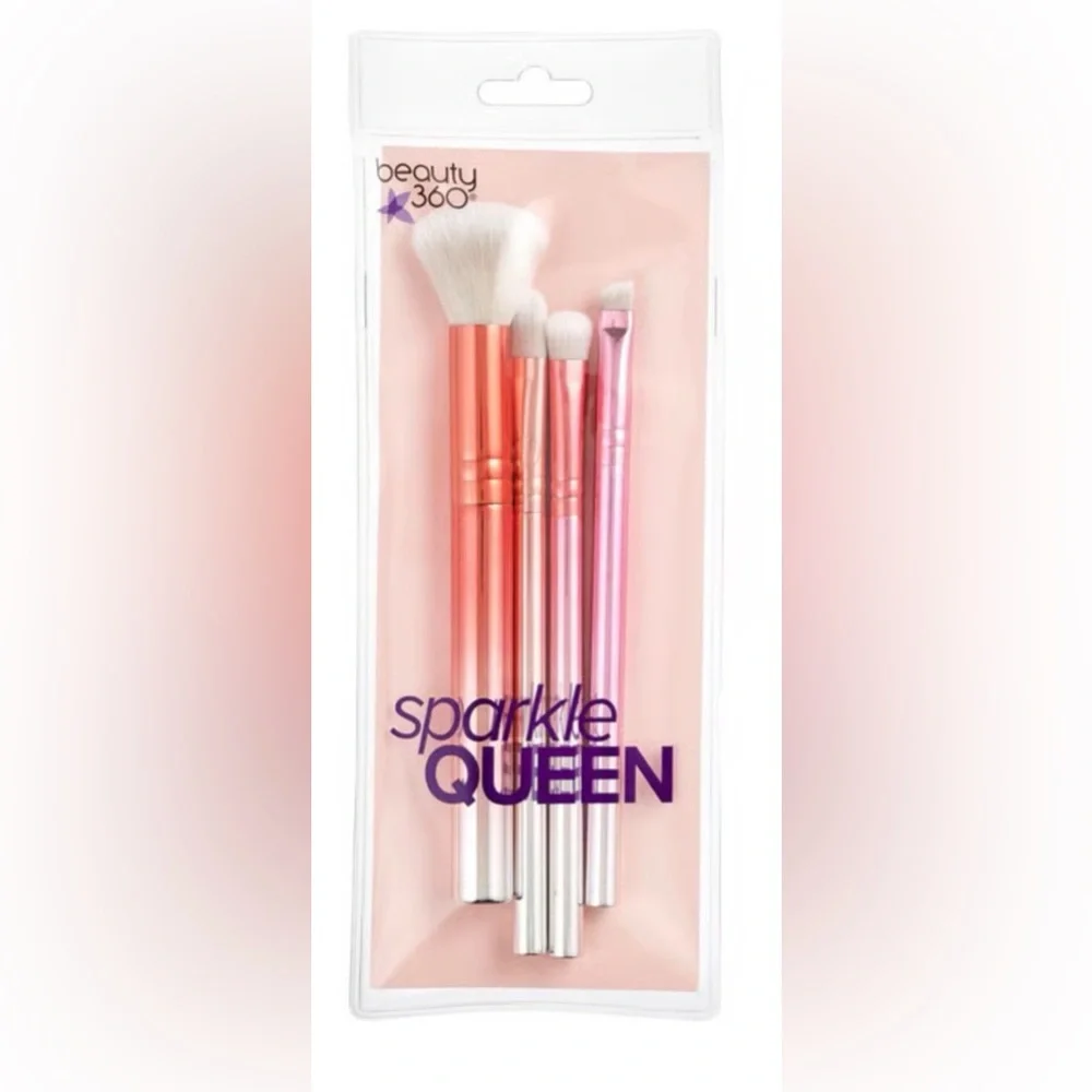 Beauty 360 Sparkle Queen Pink & Coral Makeup Brush Set - 5 Piece